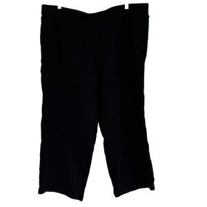 J.Jill Pants Size 2x Black Pull On Textured Crop Elastic Waist 100% Cotton Coast